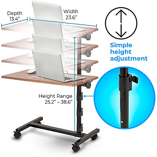 Home Zone Living Overbed C Table, Adjustable Height With Wheels, Brown #TOP1