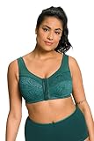Ulla Popken Damen große Größen Übergrößen Plus Size Entlastungs-BH, Vorderverschluss, bügellos, Cup C - D Dunkles petrolgrün 100E 810232757-100E
