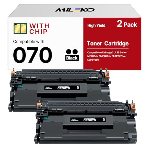 070 Lot de 2 cartouches de toner noir pour Canon 070 070H CRG070 CRG-070 pour Canon imageCLASS MF465dw MF462dw LBP247dw LBP247dw LBP247dw