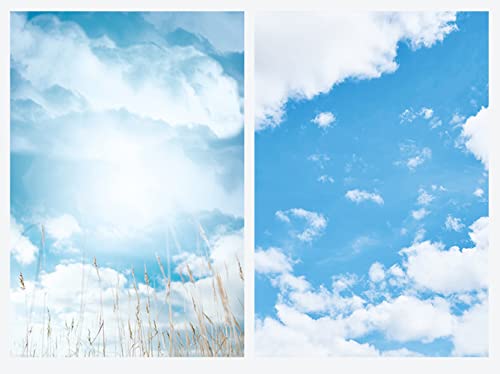 SAVIAURA 1 Sheet 2 in 1 3D Flat Lay Tabletop Double-Sided Photography Backdrop Photo Studio Flatlay Background PVC Wrinkle-Free for Small Product Shoot (Clouds & Sunshine)