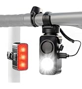 DRCKHROS 130DB Loud Bike Horn with LED Light - USB-C Rechargeable IPX5 Waterproof | Fits Mountain...