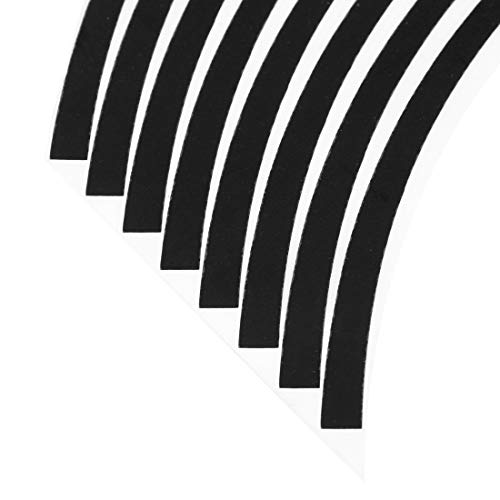 X Autohaux 16Pcs Fits 18'' Rim Motorcycle Car Wheel Rim Sticker Decal Tape Strip Decoration Accessory Universal Black #TOP5