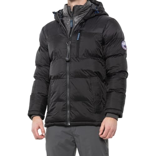 Polar Ice Mens Hawke Heavy Warm Puffer Coat Hooded Jacket - Size Small, Medium, Large or X-Large/Black Navy or Gold
