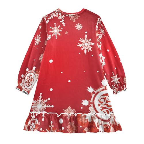 Bolaz Nightgowns Sleepwear Lightweight Nightdress Soft Pajamas Dress Christmas White Snowflakes for 3-10 Years2