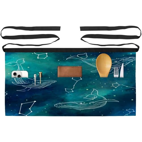 Lot de 3 tabliers courts de chef à motif baleine et constellation céleste
