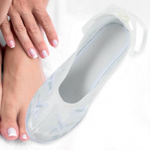 1Pair Embroidered Cloth Shoes for Women Ethnic Style Slip- Breathable Soft Wedge Hanfu Shoes Comfortable and Stylish Summer Footwear White2