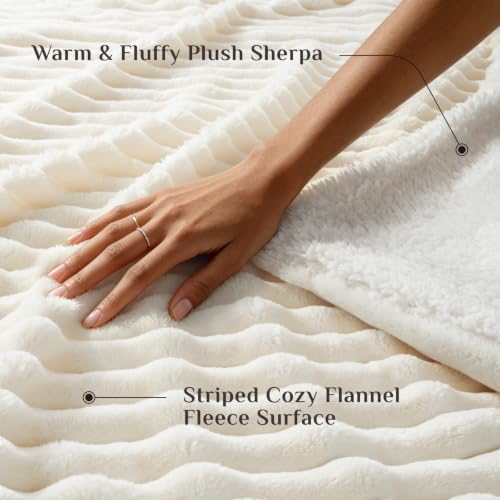Image of BEDELITE Soft Sherpa Twin Blanket for Couch, Fluffy Gift, Cream, 60x80