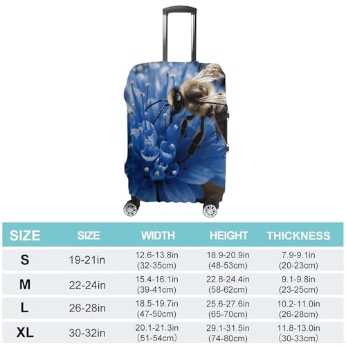 Travel Luggage Cover Elastic Suitcase Protector Anti-Scratch Washable Blue Flower Bee Luggage Sleeve Tsa Approved Carry on Covers Baggage Cover Fits 18-32 Inch Luggages2