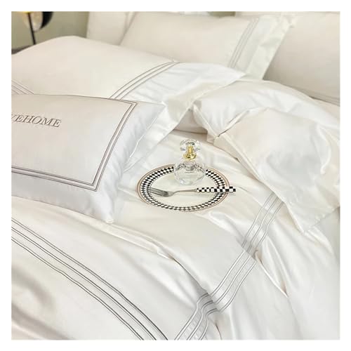 Ensemble de literie 100% coton de luxe brodé trois lignes pour lit double chic - 3