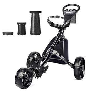 JANUS Golf Cart, Foldable Golf Push Cart, Golf Bag Cart, Fits Golf Stand Bag and Golf Cart Bags, Golf Caddy Cart with Optional Large Wing or Small Wing, Includes Ice Bag