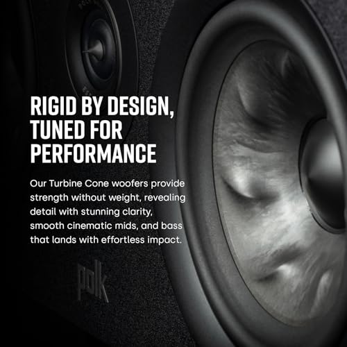Image of Polk Audio Reserve Series R400 Large Center Channel Loudspeaker,1 inch Pinnacle Ring Tweeter, Dual 6.5 inch Turbine Cone Woofers, Hi-Res, Dolby Atmos,IMAX, For Home Theater Sound System, Wall Mountable, Black