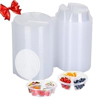 Snack Containers with Lids 50 Pcs, 3-Compartment,Leak-Proof Lunch Box for Office, Travel, Stackable, Reusable Meal Prep Food Storage Boxes