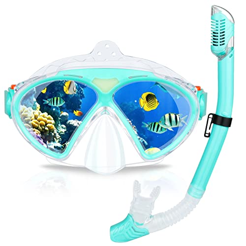 EXWWP Set Tuba Enfant - Lunettes de plongée Anti-buée et Tuba Sec Cover