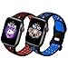NewJourney Compatible with Kids Apple Watch Band 38mm 40mm 41mm & 42mm 44mm 45mm for Boys Girls, Breathable Soft Silicone Sport Wrist Strap Compatible with iWatch Series 8/7/6/5/4/3/2/1/SE (38mm / 40mm / 41mm, Black DeepRed+Black SkyBlue)