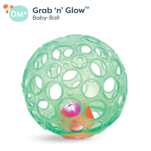 B. toys - Grab 'n' Glow - Baby-Ball - Sensorisches aufleuchtendes Baby Spielzeug - Textured Ball with Holes - Leuchtende Lichter & Rassel - Spielzeug für Kleinkinder, Babys