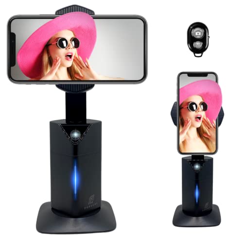 Face & Body Tracking Phone Holder with Free Bluetooth Remote | Plug & Play - No App Required | Pursual 360° Auto Rotation Live Smart Phone Tracker for Hands Free Camera Content Creation