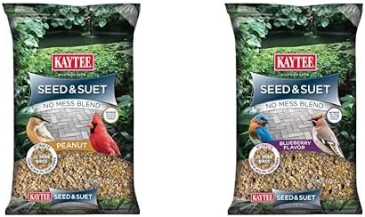 Kaytee Seed & Suet No Mess Peanut Wild Bird Food, 10 Pound Seed & Suet No Mess Blueberry Wild Bird Food, 10 Pound