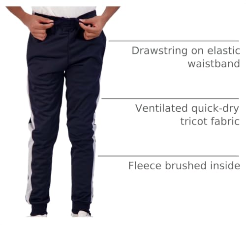 Image of 3 Pack Boys' Tricot Joggers Athletic Sweatpants Pants Sports Kids Pockets | Sizes 6 To 18, Quick Dry Lightweight, Basketball Soccer School Gym, Cuffed Husky Teen Youth, Sleep Lounge Active, Summer