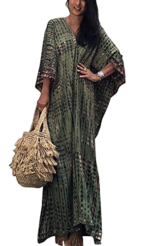 Orshoy Damen Lang Strandponcho Bikini Coverups Strandkleid Strandtunika Kaftan Boho Kleid Sommerkleid Badekleid Badeanzug Sommer Maxikleid Beachwear B...