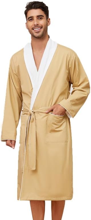 U2SKIIN Mens Plush Lined Microfiber Robe, Soft Warm Men Bathrobe for Spa & Hotel Long Luxury Bath Robe