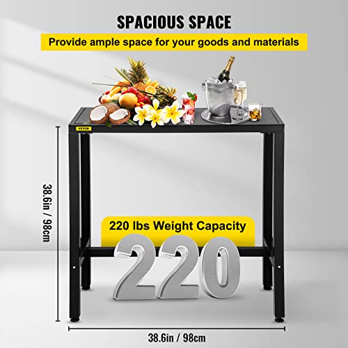 Vevor Outdoor Bar Table, 38.6" L X 15" W X 38.6" H, Narrow Rectangular Height Pub Tables, Sturdy Metal Frame Tall Table Counter With Adjustable Feet, For Patio, Balcony, Dinning Room, Bistro, Garden #TOP3