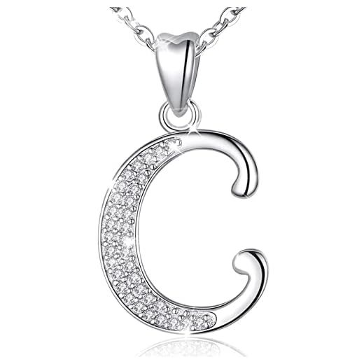 Initialhalsband sterling silver bokstavshalsband bokstav alfabet personliga hängsmycken med kubisk zirkonia gåvor för kvinnor flickor AEONSLOVE, 100 % rent 925 sterlingsilver, Kubisk zirkonia