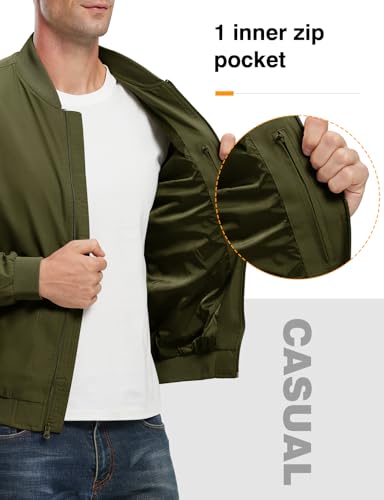Image of TBMPOY Men's Windproof Bomber Jackets Lightweight Track Jackets Windbreaker Outdoor Golf Fashion Coat