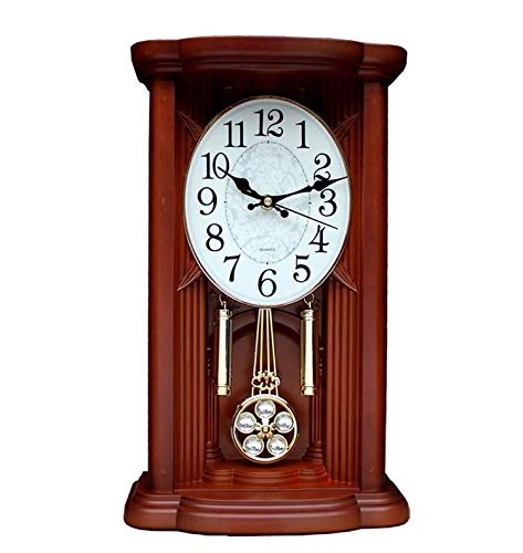 Gaojian Clock Retro Desktop Pendulum Clock Clock Horloge Murale en Bois À Pile À Quartz avec Pendule Et Carillon Westminster, Réglage du Volume Horloge Murale á Pendule These,Horloge Murale, Bois Cover