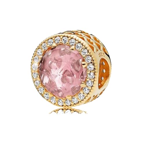 Rose Gold Plated Crystal Pave Charm & Clear CZ Charms for Pandora Bracelets Birthstone Charms Jewelry Gifts for Women (with Gift Pouch)