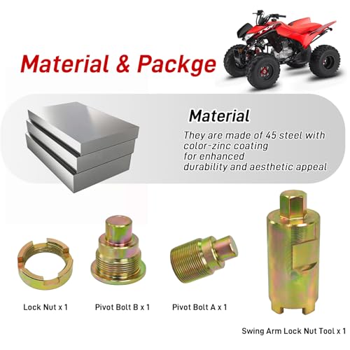 Image of Swing Arm Bolt & Lock Nut Tool Kit Compatible with Honda Recon 250 TRX250 TRX250X TRX250EX TRX250TE TRX250TM FourTrax 300 TRX300 TRX300FW Rancher 350 400 Foreman 400 450 500 Rubicon 500