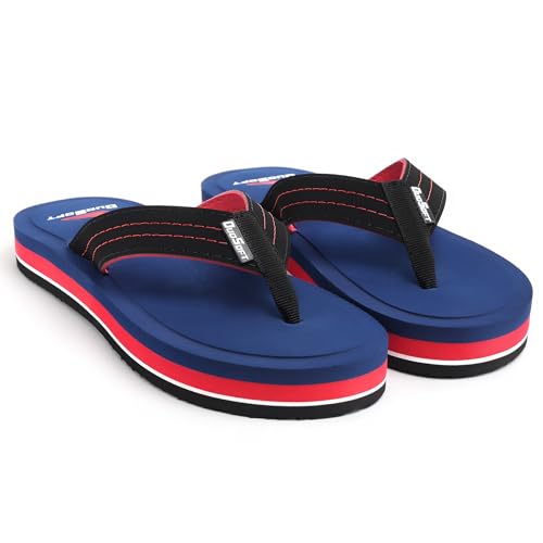 Image of Duosoft Men's Slipper Flip Flops, Brown, Anti-Skid Rubber Sole, Arch Support, Superior Shock Absorption, Super Soft