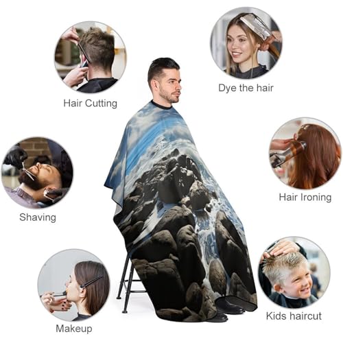 Capa para barbería Ocean Pouring Over Coastal Rocks miniatura 3