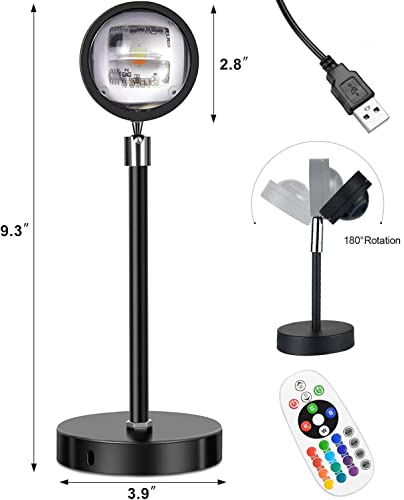 Corated Sunset Lamp, 16 Colors Sunset Projection Lamp With Remote Control, Multiple Colors Projector Sunset Night Light For Photography, Selfie, Home And Bedroom Decor #TOP3