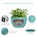 WSMKSZ 12 Inch Large Plant Pots for Indoor or Outdoor Plants, Wide Water Ripples Flower Pots with Drainage Holes & Saucer, Plastic Planters Set for Garden & Home Decor (Blue Green)