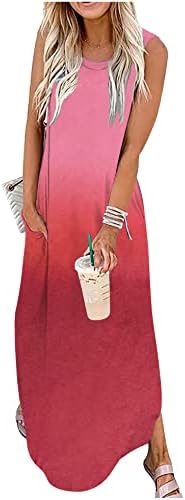 Summer Dresses for Women 2025 Beach Vacation Dress Boho Floral Sundresses Ladies Tropical Pockets Maxi Dress