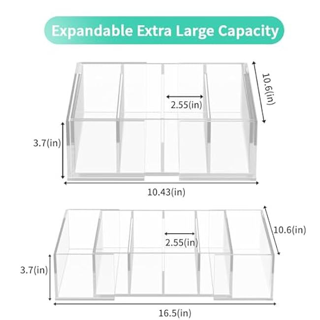 Expandable Lid Storage Organizer: Kitchen Food Container Lids Organizer for Cabinet - Acrylic Extra Large 10-18 Food Storage Container Holder for Cabinets Cupboards Pantry Drawer