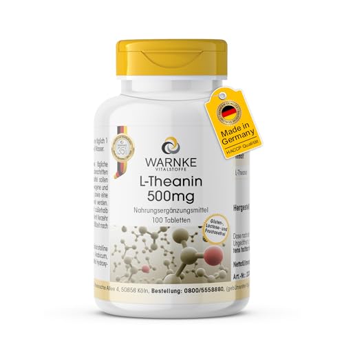 L-Theanin Tabletten - 500mg - 100 Tabletten - vegan - Aminosäure | Warnke Vitalstoffe - Deutsche Apothekenqualität