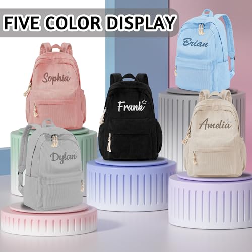 Savilediy Personalized Corduroy Backpack For Women With Embroidery Name thumb #4