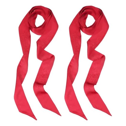 PATIKIL Lenço de fita elegante, pacote com 2 lenços skinny de cor sólida, lenço longo puro de seda, faixa de cetim, cachecóis de cabelo, bolsas de mão, gravata de fita para mulheres, vermelho,