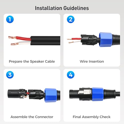 Conectores de cable de altavoz de 4 polos con ajuste preciso tipo Speakon serie NL4FX 6