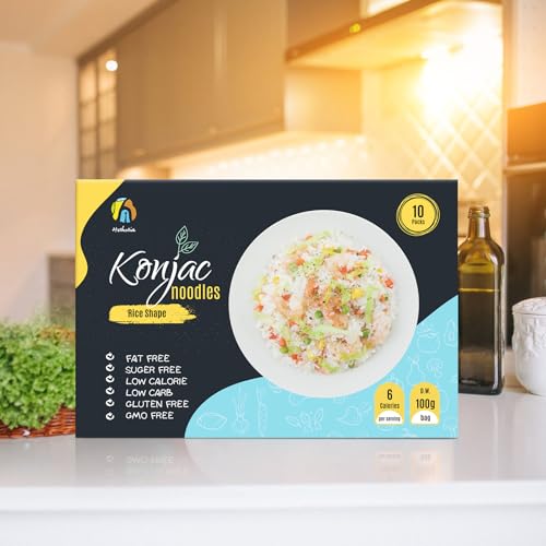 Hethstia Shirataki Rice, 10 Packs Gluten-Free Konjac Rice Low-Carb, Keto & Paleo-Friendly, Sugar-Free, Vegan, Low-Calorie, Ready-to-Eat Healthy Food