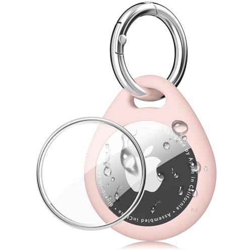 360 Protective AirTag Holder [Fit Tightly Design] [Easy to Install] [Hold Air Tag Securely] Waterproof TPU Shell Case for Key Bag Luggage Pet Collar (Pink)