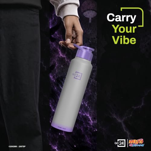 Image of Water Bottle 950ml Stainless Steel Sports /Fridge Bottle with Sipper Cap | 1-Year Warranty | Single Wall| For Home, Office, Gym, Travelling | Lightweight | Naruto Ninja | Light Grey