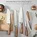 Kangdelun Ultra Sharp 14-Piece Kitchen Knife Set, High Carbon Stainless Steel Blades, Torrefied Natural Wood Handles, Ergonomic Design, Space-Saving White-Finished Wood Block, Easy Hand Wash, Gift Box