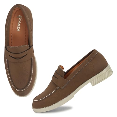 Image of Kraasa Men Premium Driftor 2.0 Block Heel Loafers for Mens, Causals| Lighweight Slip-On's | Soft Cushioned Insole | Super Flexible, Comfortable for Men