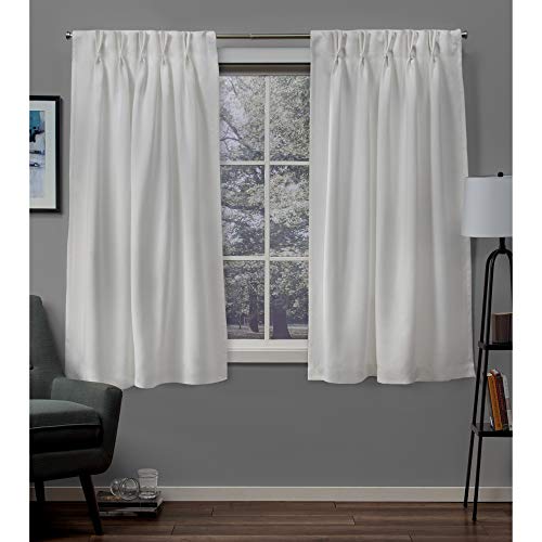 Exclusive Home Curtains Sateen Woven Blackout Pinch Pleat Top Panel Pair, Vanilla, 30x63, 2 Piece, W 29.9" x L 63" (2 Panels)