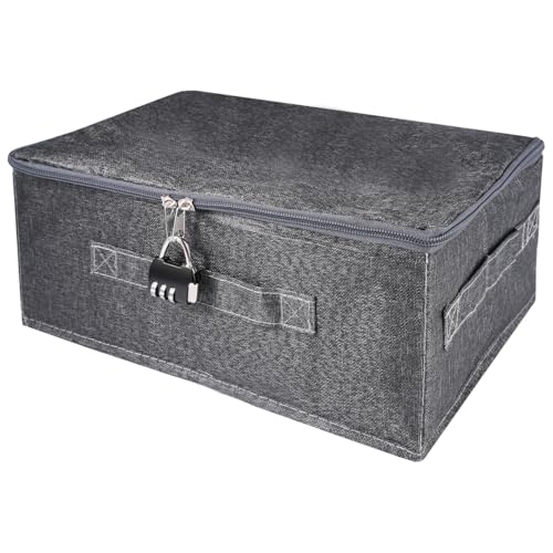 Boîte de Rangement Verrouillable, 30 x 20 x 14 cm Boite Fermeture a Clef, Boîte Verrouillable, Boîtes Pliables avec Cadenas à Combinaison, Boite avec...