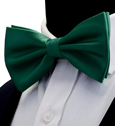 Image of GUSLESON Men's 3-pc Solid Color Bow Tie Gift Set - Double‑Fold Pre-Tied Bow Tie, Pocket Square, Cufflinks - Wedding Formal Party