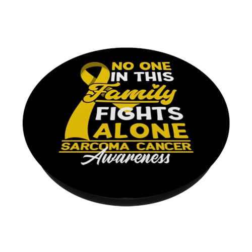 No One In This Family Fights Alone I Sarcoma Cancer PopSockets Swappable PopGrip, Black - Image 2