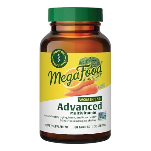 MegaFood Women's 55+ Advanced Multivitamin for Women - Doctor-Formulated with Choline, Vitamin D3, Vitamin B12, Biotin - Plus Real Food - Optimal Aging, - Vegetarian - 60 Tabs (30 Servings) Cover
